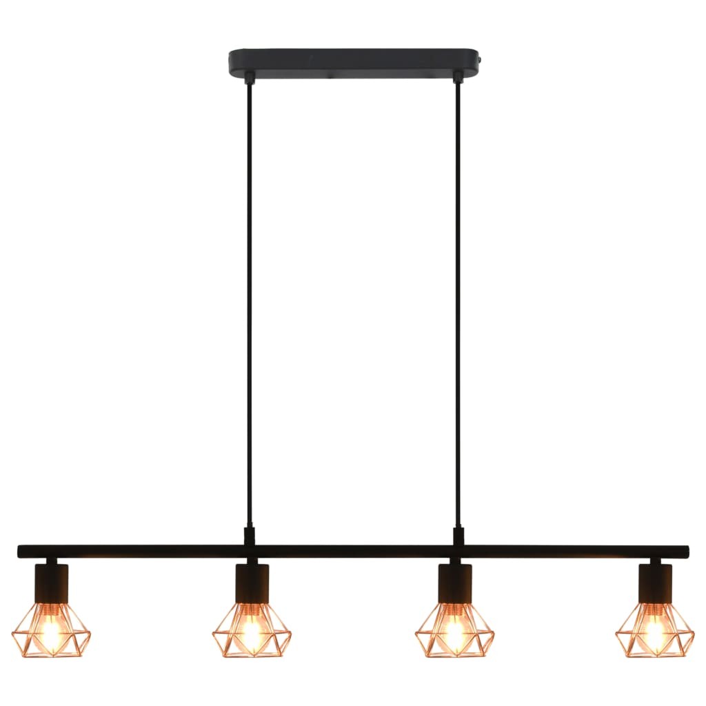 Ceiling Lamp with Filament Bulbs 4 W Black and Copper 80 cm E14
